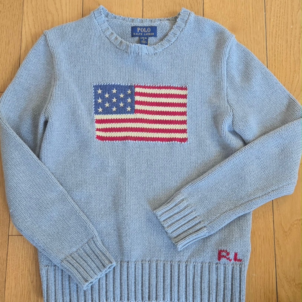 Polo by Ralph Lauren Blue Sweater with Flag Design